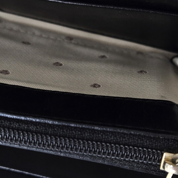 KATE SPADE Large Leather Wallet Black Grey Houndstooth Print Zip Around - Picture 11 of 16